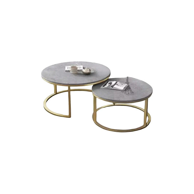 Mesa Auxiliar De Centro Doble Melamina 70x50cm Y 34x40cm Gris