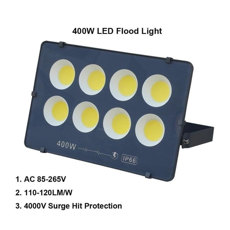Foco 400w Resististe A La Lluvia Led Blanco Frio Con Soporte