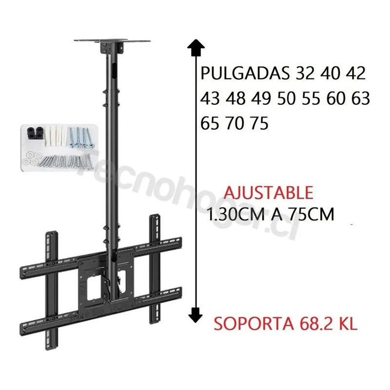 Base Pared Techo Tv 32 40 42 43 48 49 50 55 60 63 65 70 75 Negro