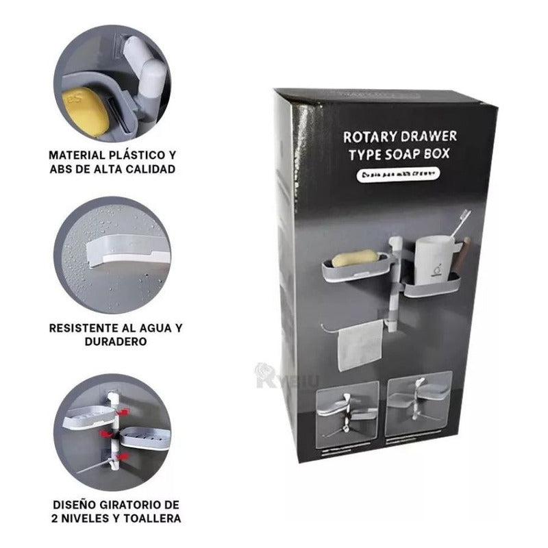 Jabonera Organizador De Ducha Toallas Giratoria Baño Repisa