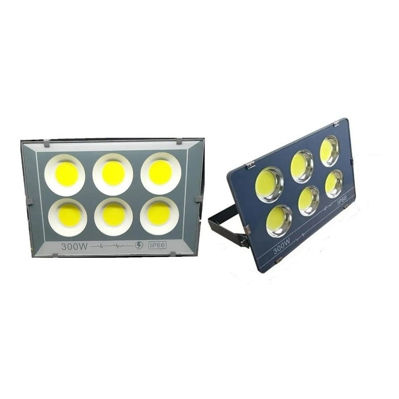 Pack X2 Foco Proyector 300w Led Con Base Envio Gratis Negro