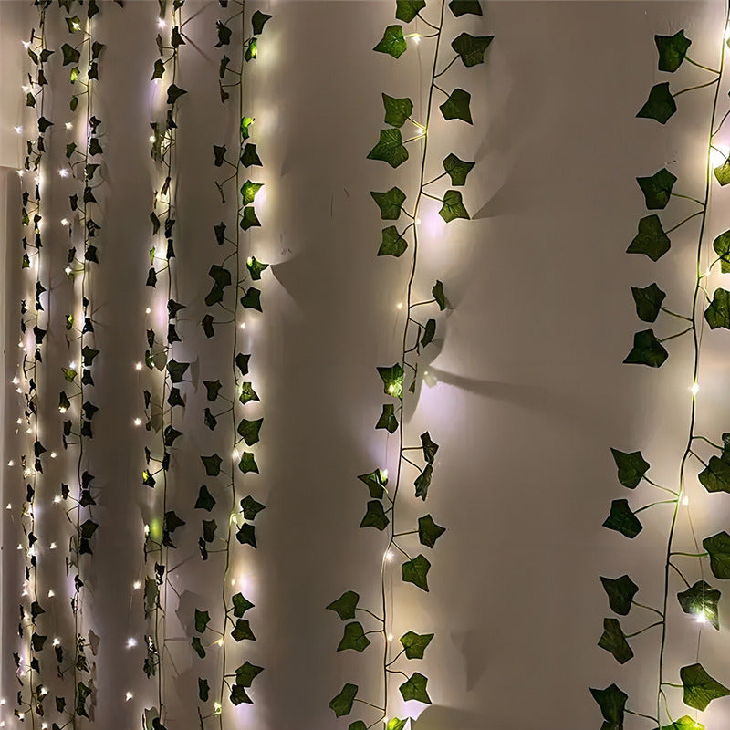 Cortina Solar Led Hoja 2x2 Mts Luz Cálida 8 Modos Decoración Amarillo