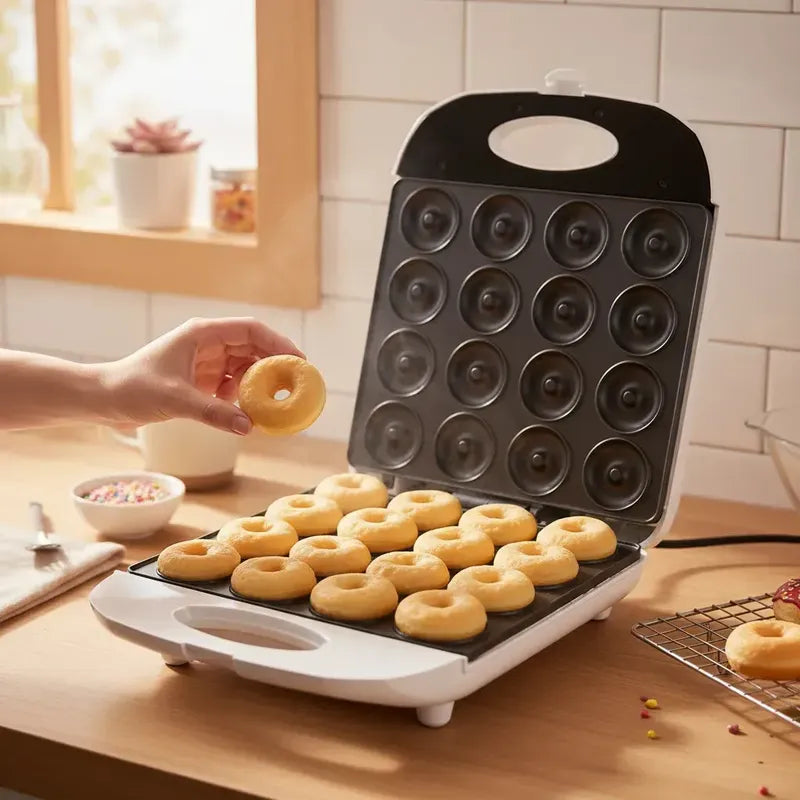 Maquina Para Donas 16 Mini Donuts Antiadherente Resposteria Blanco