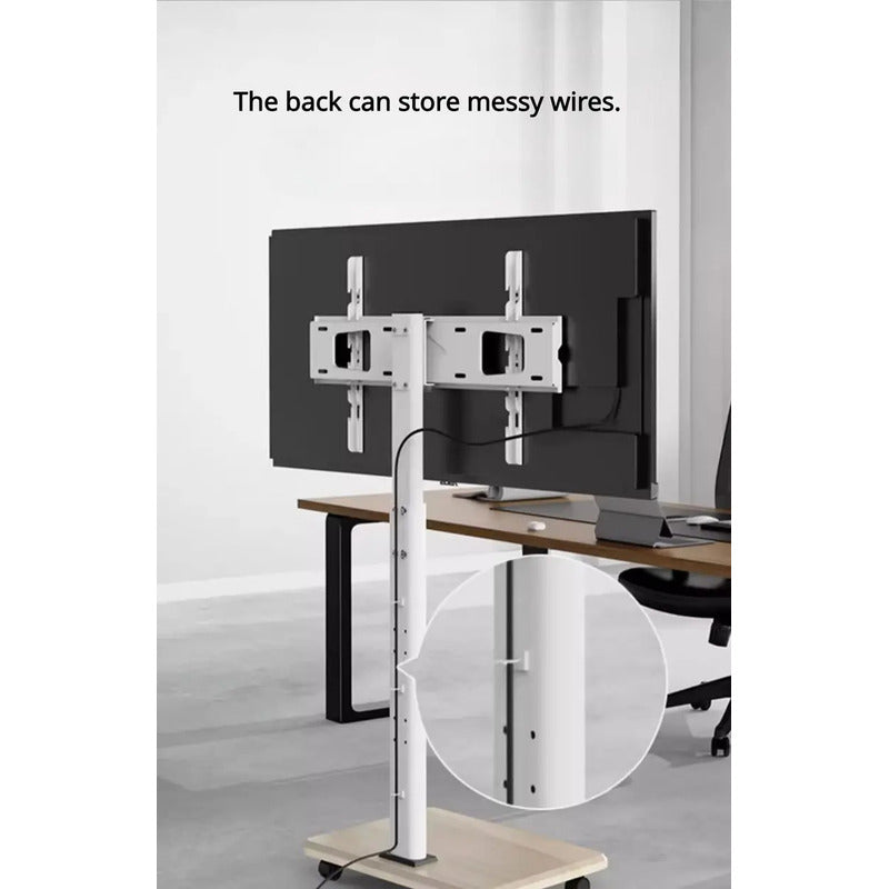 Soporte Tv Rack Con Ruedas 32 A 70 Pulgadas Base Pedestal Blanco