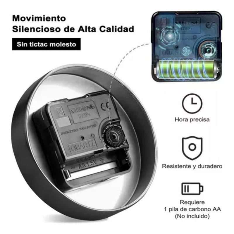 Reloj De Pared Decorativo 3d Autoadhesivo Grande Analogico