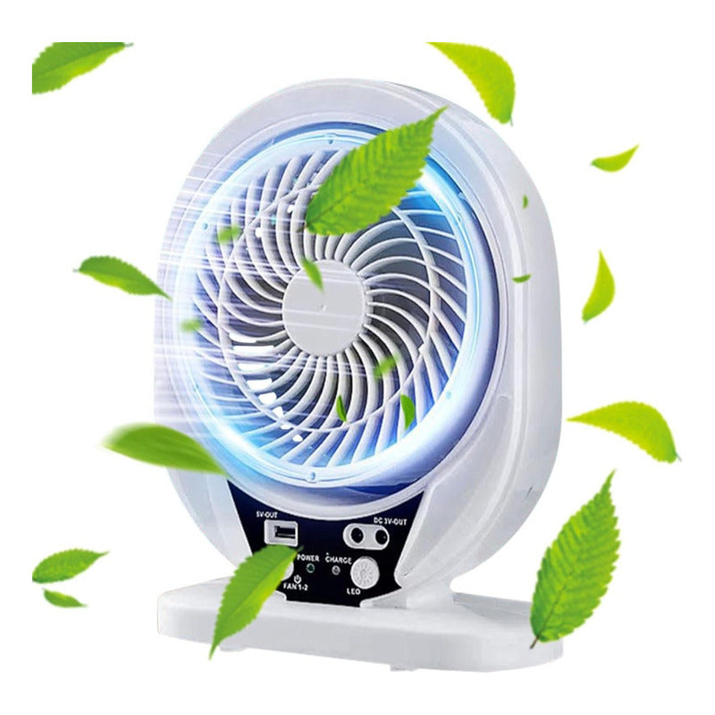Ventilador Portátil Recargable Panel Solar Con 1 Ampolleta 17 Cm 50 Blanco Negro Plástico 7