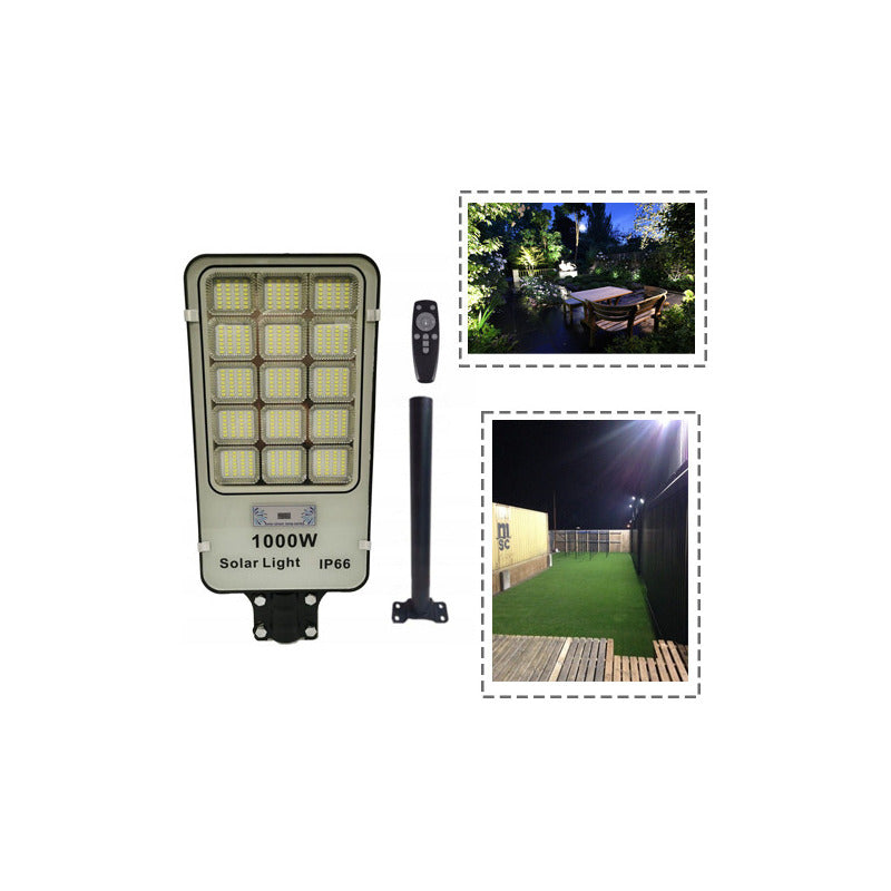 X2 Focos Solares Alta Potencia 1000w Exterior Con Poste Negro Blanco Frío