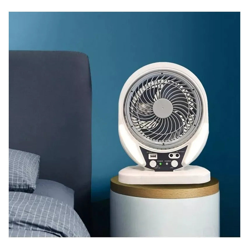 Ventilador Portátil Recargable Panel Solar Con 1 Ampolleta 17 Cm 50 Blanco Negro Plástico 7