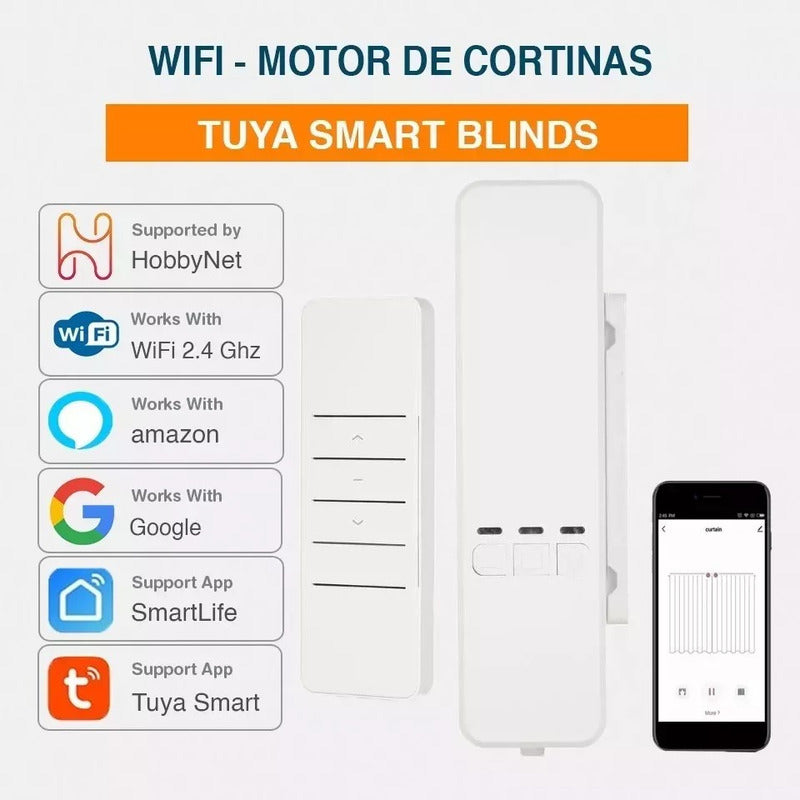 Motor Inteligente Wifi Para Cortinas Roller Control Remoto Blanco