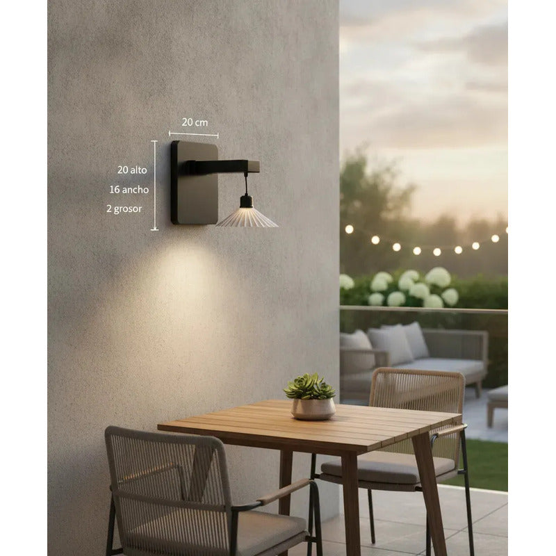 Aplique Solar Led De Pared Exterior Luz Decorativa Impermeable Ip65 Diseño Moderno Negro Para Jardín Terraza Patio Pasillo Entrada Energía Solar Encendido Automático Alta Durabilidad Tecnohogar