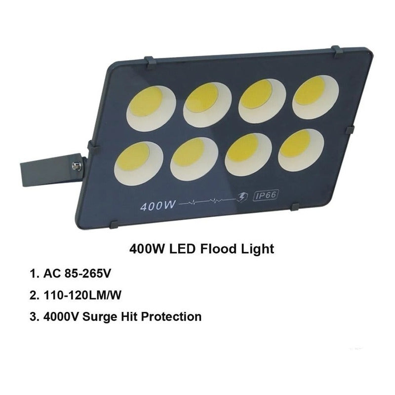 Foco 400w Resististe A La Lluvia Led Blanco Frio Con Soporte