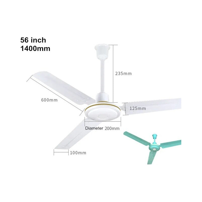Pack X3 Ventiladores De Techo Metal 3 Aspas 142 Cm 1.42 M 50 Blanco Blanco Aluminio