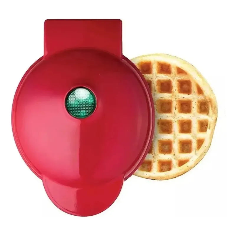 Maquina Mini Wafles Eléctrica Waflera Redonda De Repostería Rojo