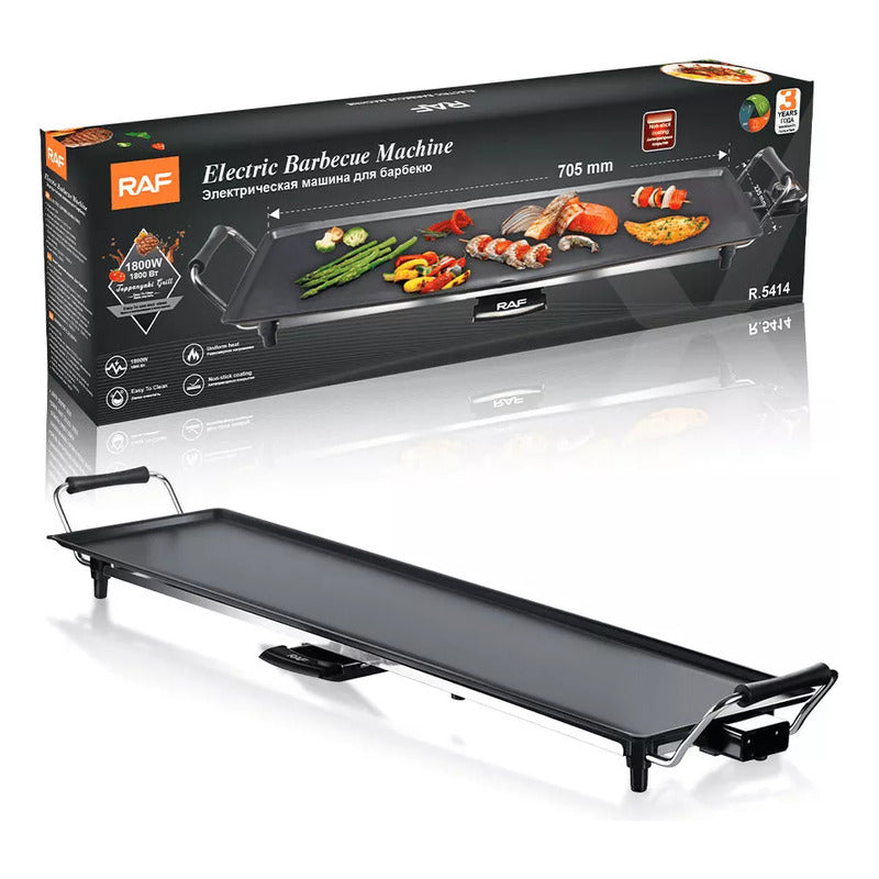Parrillera Eléctrica Máquina Barbacoa Antihaderente Grande Plateado