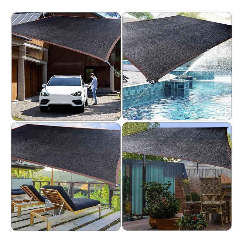 Toldo Vela Rectangular Malla Beige Sombra Techo Patio Negra 3x4