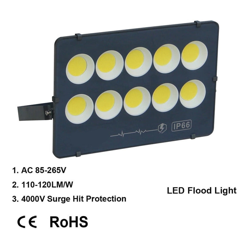 Foco Led De Lupa Reflector 600w Exterior Estadio Impermeable Negro Fría
