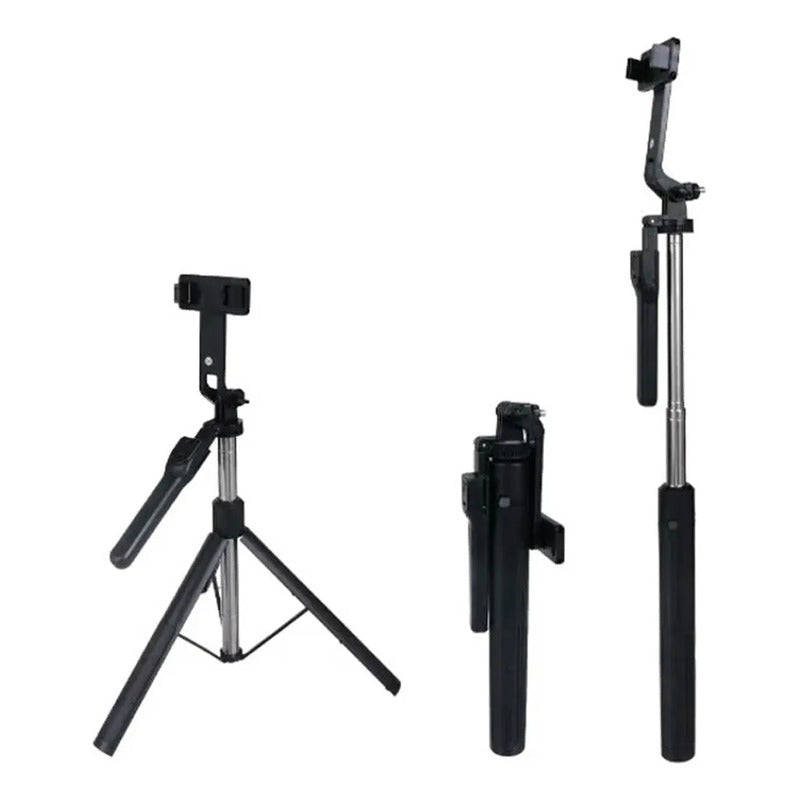 Trípode Estabilizador 360° Palo Selfie Disparador Bluetooth Negro