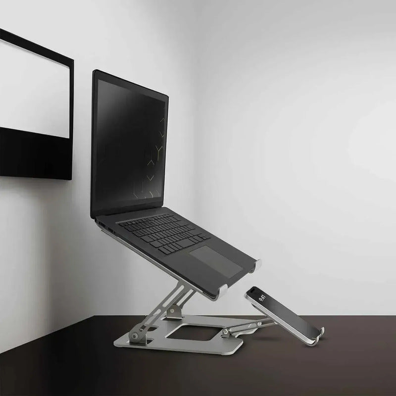 Soporte Doble Para Laptop Y Telefono Plegable Antideslizante Gris Oscuro
