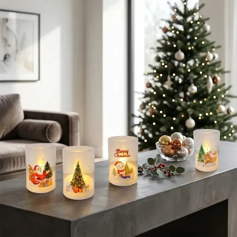Pack X4 Vela Led Decorativa De 7 Cms. 4 Diseños Navideños Transparente Con Diseño Diseños Navideños (papá Noel, Árbol De... Transparente Con Diseño | Diseños Navideños (papá Noel, Árbol De...