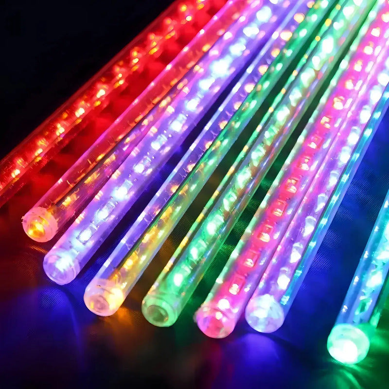 Kit Meteoritos: 2 Guirnaldas Solar Led Blanco Cálido + 2 Blanco Frío + 2 Multicolor