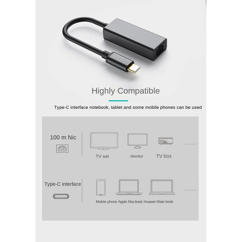 Adaptador Rj45 Para Red Ethernet Lan Usb C 3.1 A 1000mbps