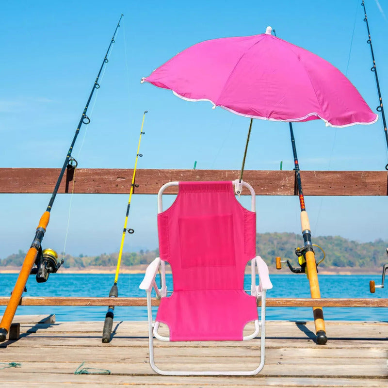 Silla Plegable Camping Animales Niños, Con Sombrilla