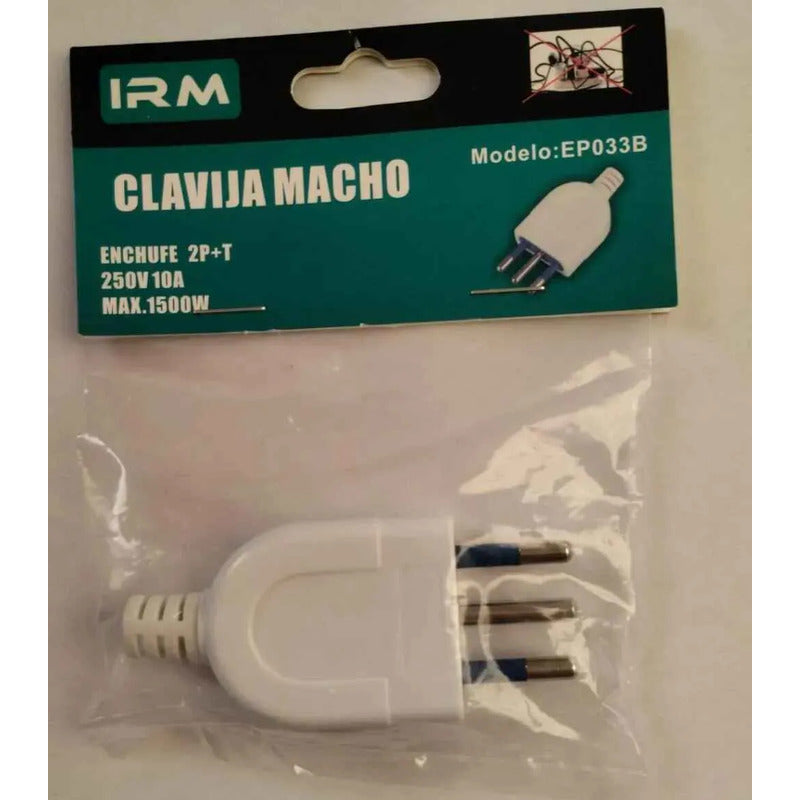 Pack X10 Enchufe Volante Macho 2p + Tierra 10a 250v