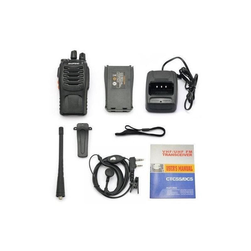 2 Pack Radios Walkie Talkie Bf-888s Recargable,con Manos Libres Color Negro Baofeng