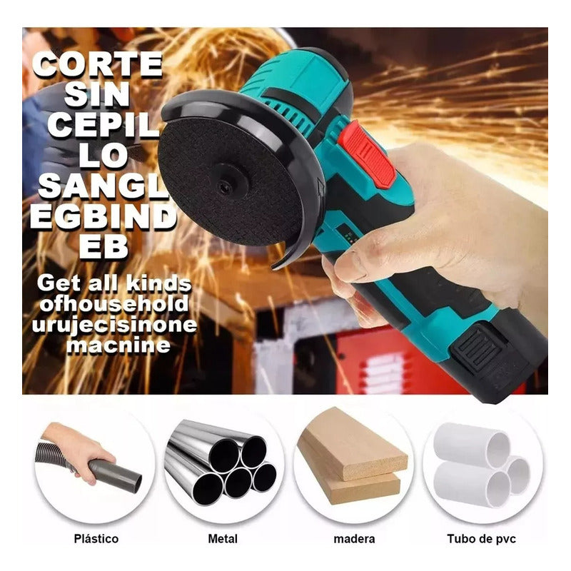 Esmeril Galletero Angular Inalámbrico Recargable + 2 Discos