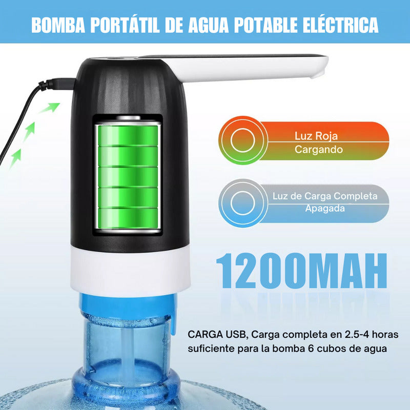 Dispenser Agua Automatico Plegable Bomba Bidon Portatil Color Negro