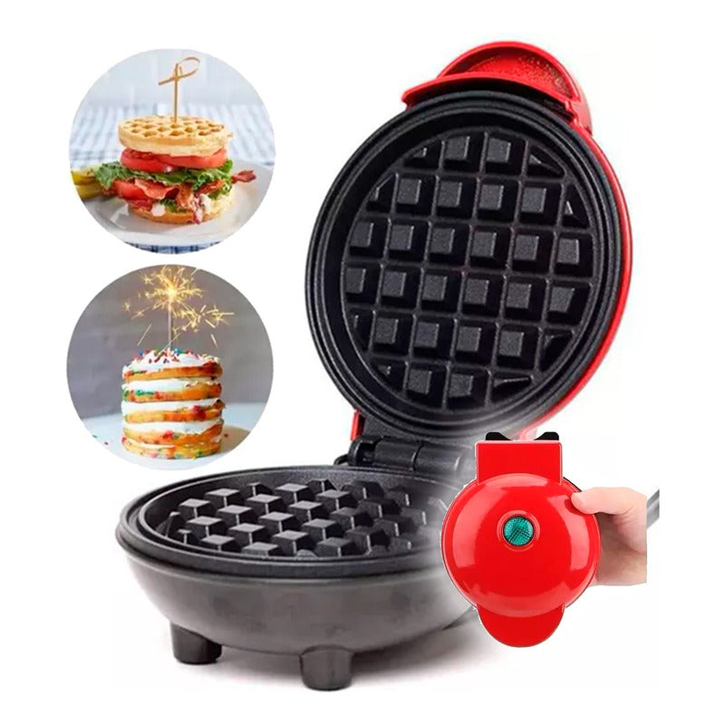 Mini Waflera Eléctrica Redonda Repostería Wafles Negro