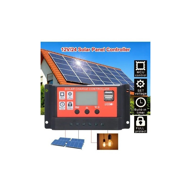 Regulador De Controlador De Carga Solar 20a 12v/24v Pwm Lcd
