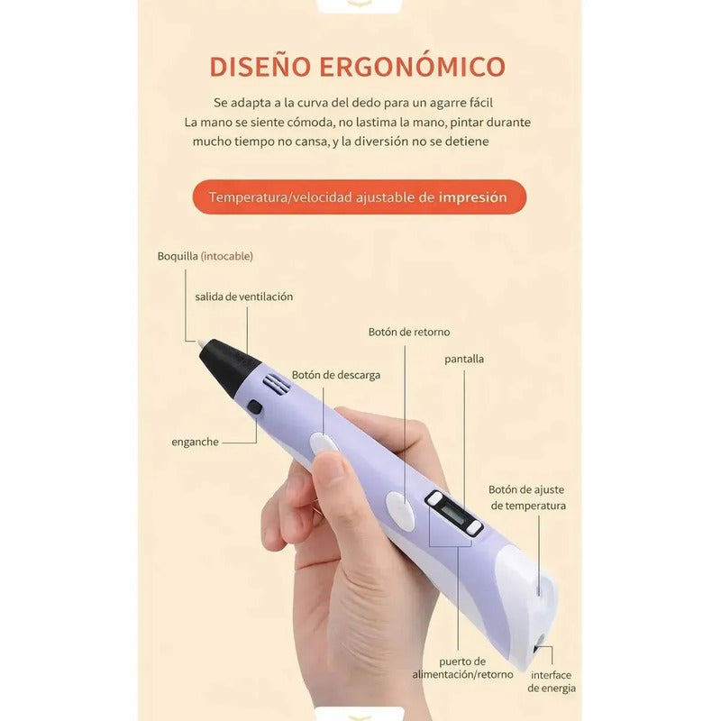 Lápiz De Impresión 3d Recargable + 20 Filamentos Variados