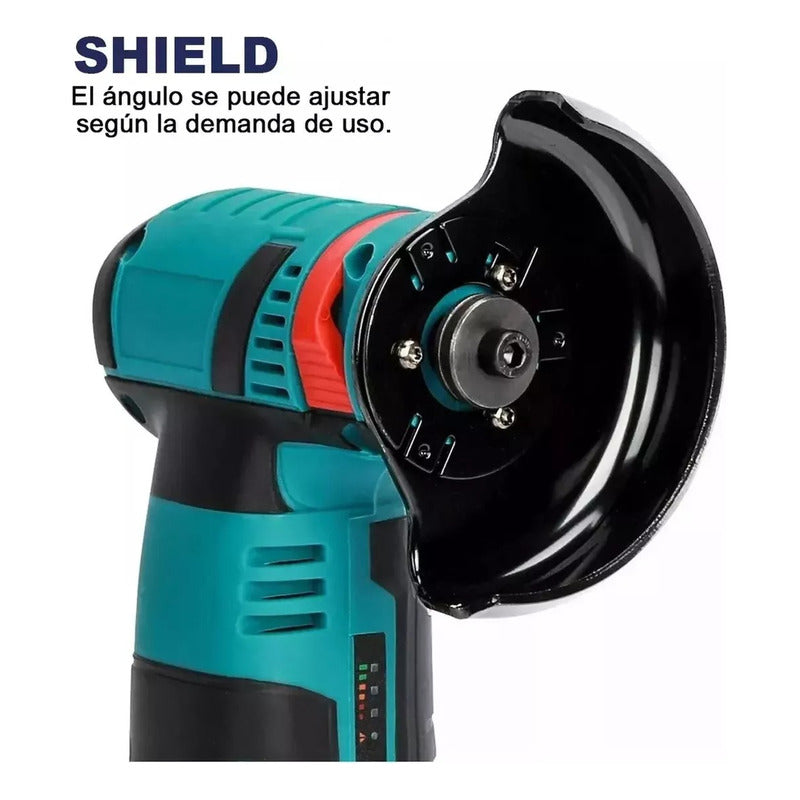 Esmeril Galletero Angular Inalámbrico Recargable + 2 Discos