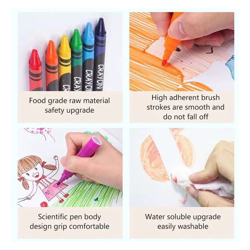 Maleta 208 Piezas Dibujo Infantil Aprendizaje Arte Escolar