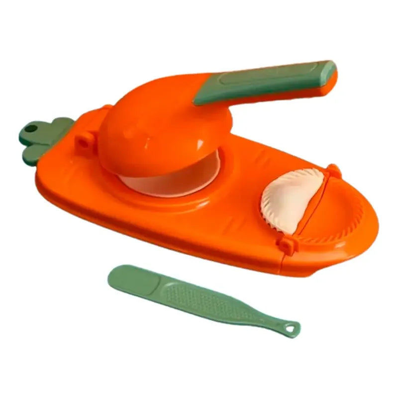 Kit Cocina: Molde Prensa Antiadherente Aluminio + Balanza Digital 7kg Blanca + Máquina Dumpling Naranja