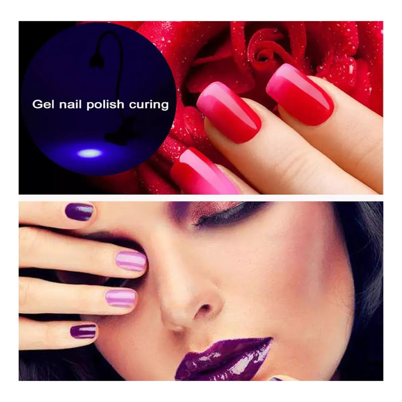 Lámpara De Uñas Uv/led Para Tips Soft Gel 3w Clip Mesa Negro