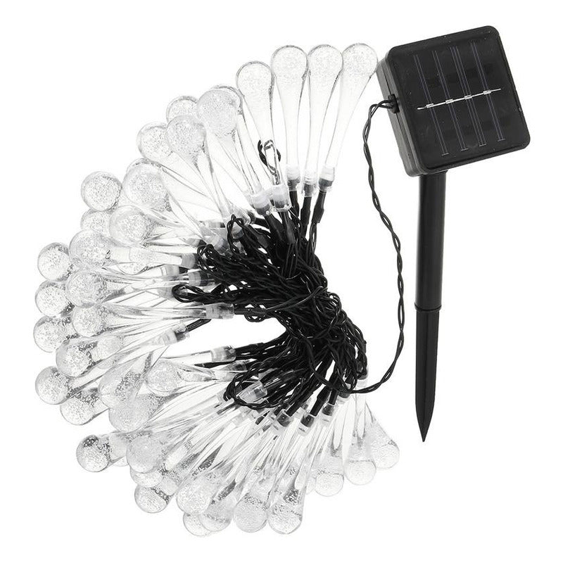 Guirnalda Luz Led Colores Forma Gota De Agua Con Carga Solar Cálida