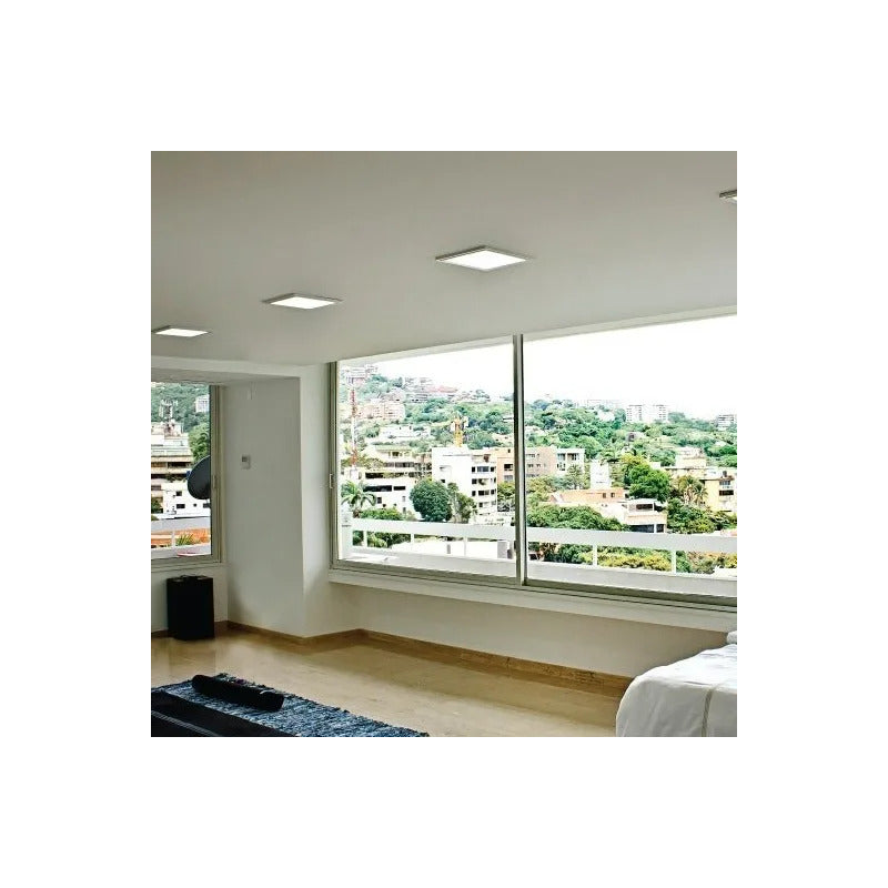 Pack X4 Foco Panel Plafón Led 18w Embutido Cuadrado Luz Frio