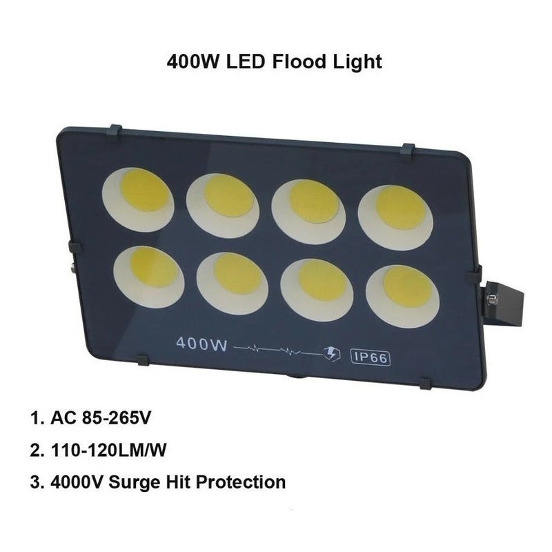 Foco 400w Resististe A La Lluvia Led Blanco Frio Con Soporte