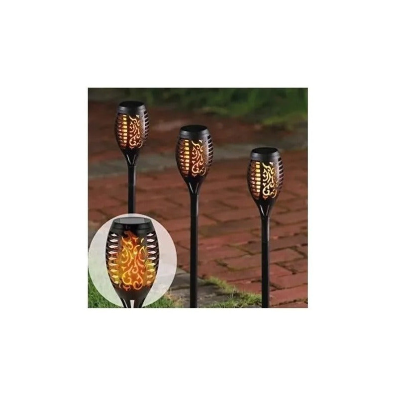 Pack X4 Lampara Led Luces Solares Antorchas Estaca Negro