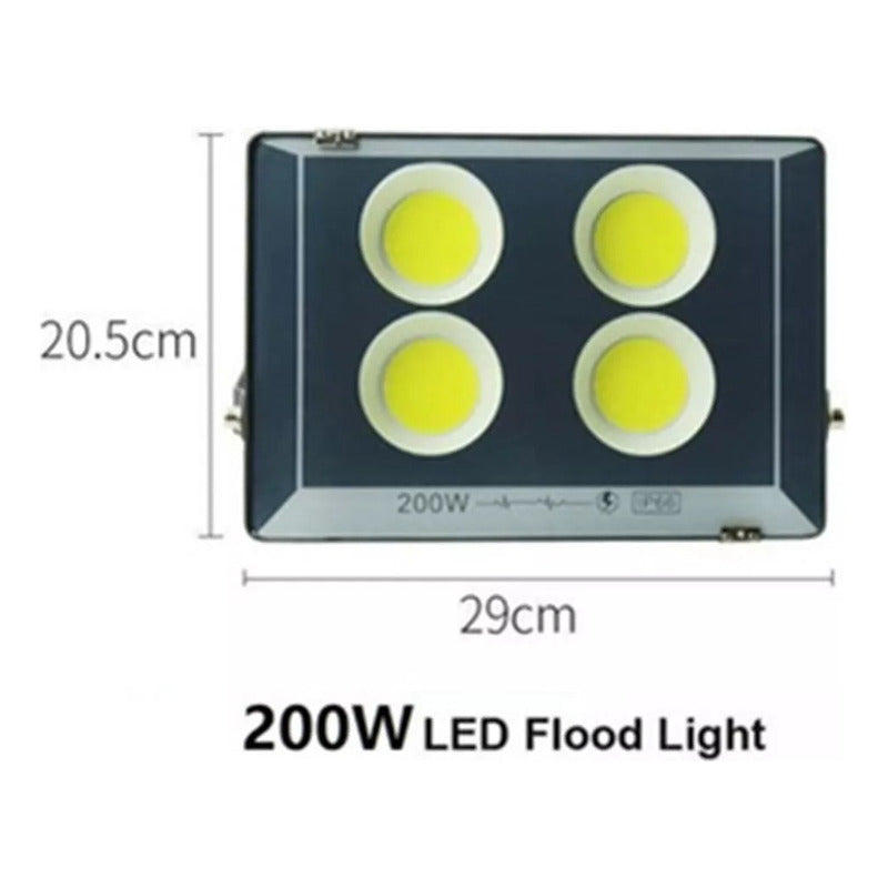 Foco Proyector 200w Led Con Base Sellado Para Intemperie