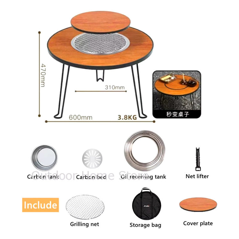 Mesa Parrillera Plegable Multifuncional Camping Asado Y Bbq