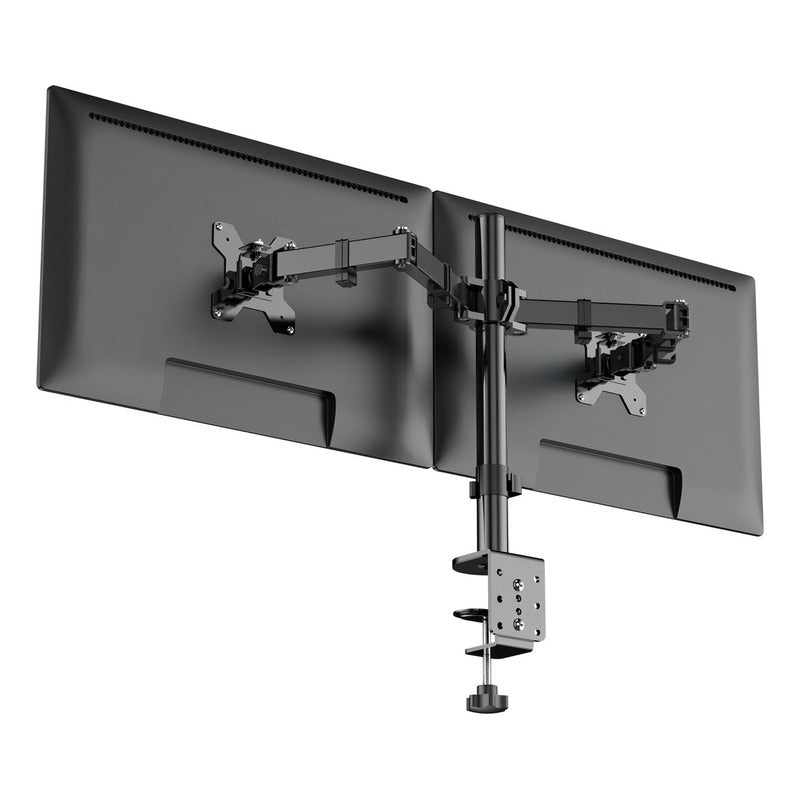 Brazo Doble Para Monitor Soporte Base Alzador Pantalla Negro