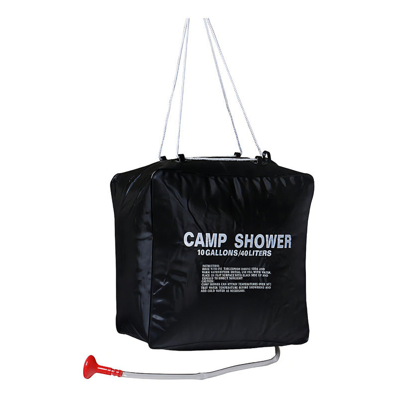 Ducha Solar Camping 40 Litros Doite Con Tiras Resistentes Negro