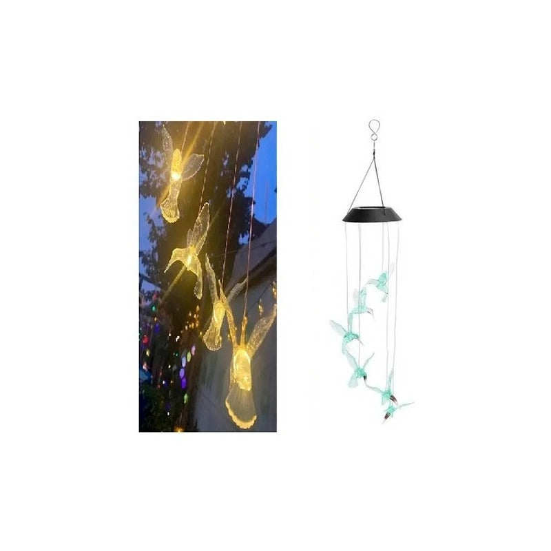 Lampara Jardín Colgante Led Solar Terraza Luz Exterior Blanco