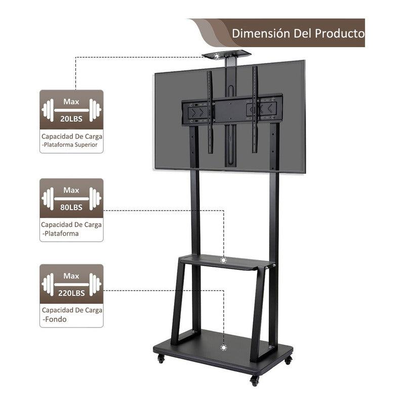 Soporte Tv Movil Con Ruedas 32 A 70 Base Pedestal Generico