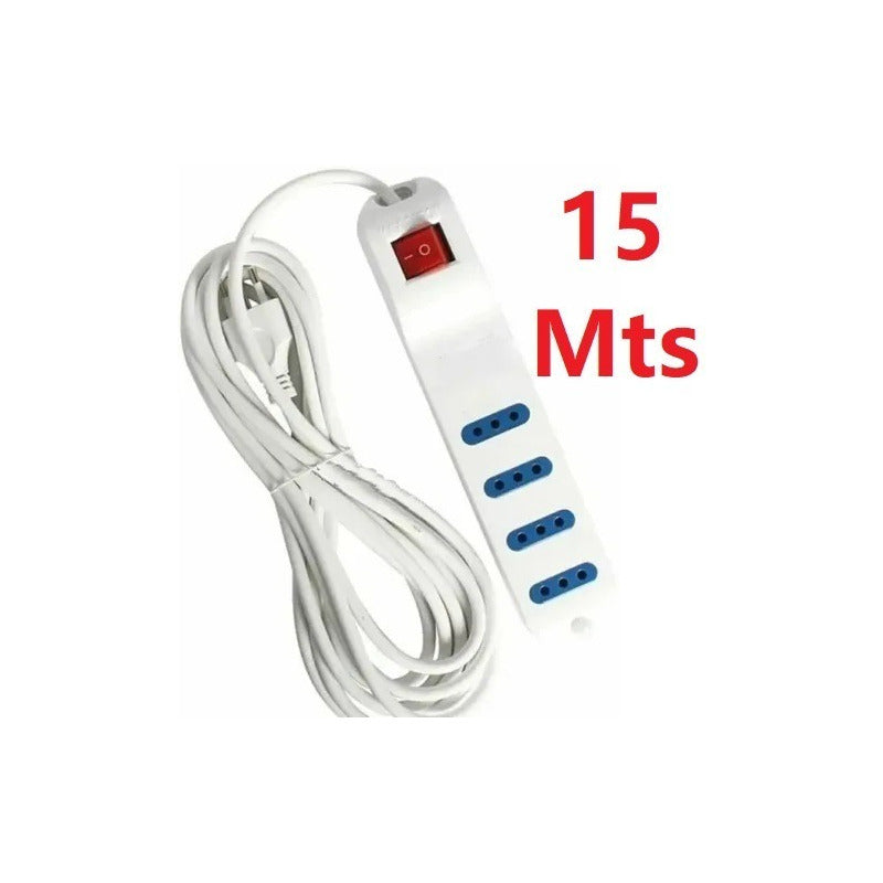 Alargador 15 Metros Zapatilla Eléctrica Extensión Blanco
