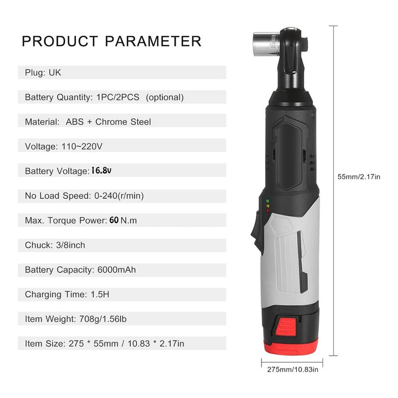 Chicharra 3/8 Inalámbrica 36v Torque Con Baterías Y Maleta Gris 50/60hz