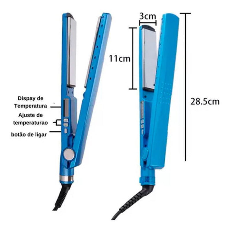 Plancha Para Cabello Alisar Alisado Pelo Nano Azul